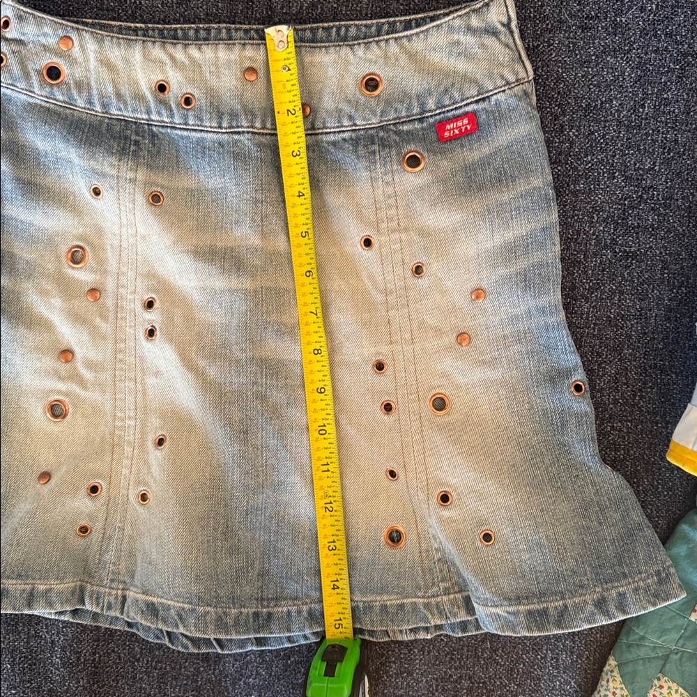 Miss Sixty Vintage y2k Light Blue Denim Mini Skirt with Eyelet Details - Picture 7 of 7